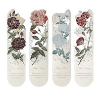 Snylcce Set di 4 segnalibri a forma di fiore in metallo, squisiti segnapagina con rosa argentata per donne, regalo ideale per amanti dei libri, insegnanti e studenti, perfetti per leggere, club del