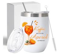 Snyvpra Aperol Spritz Macchina a spruzzo in acciaio inox, regalo per vino con caffè perché è per aperol troppo presto (360 ml), colore bianco, regalo per feste per fidanzata e scimmia