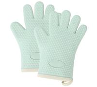 SNZ 2 guanti da forno - guanti da forno resistenti al calore e guanti da forno antiscivolo in silicone - Guanti da cucina per cucina, cottura, barbecue, pirofila e grigliate - verde chiaro