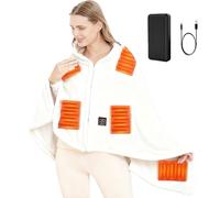 SNZ Coperta Termica USB con Batteria da 20000mAh, 150 x 80 cm Coperta Termica Senza Fili, Coperta Elettrica Scialle di Flanella per Pausa Pranzo in Ufficio, Viaggio All'aperto