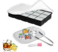 SNZ Stampo Ghiaccio, Stampi in Silicone con Coperchio Senza BPA, Stampi Ghiaccio per Cubetti di Ghiaccio per Birra, Cocktail, Whisky (Viene fornito con ciotola, pinze per il ghiaccio e contagocce)