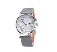 Snzh57 - Orologio analogico al quarzo, da uomo, in lega, con gatto, in pelle, grigio, misura unica