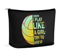 So che gioco come una ragazza, prova a stare al passo con la pallavolo. Borsa per il trucco da donna, borsa cosmetica da viaggio, astuccio da toilette, borse per riporre oggetti in bagno.
