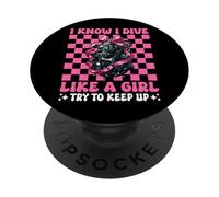 So che mi immergo come una ragazza Immersioni subacquee Coquette PopSockets PopGrip Adesivo