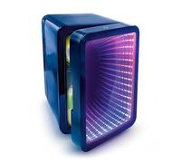 So Chill Mini frigo Infinity effetto LED, giocatori, studenti, viaggi in casa/auto/Hangouts + altro, alimentazione USB, adesivi inclusi, refrigeranti 6 lattine regolari, porta effetto specchio