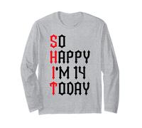 So Happy I'm 14 Oggi Divertenti Scherzi per Il 14° Compleanno Maglia a Manica