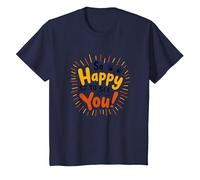 So Happy to See You! Allegro Messaggio di Auguri Maglietta, Bambini, Navy, 6 Anni