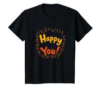 So Happy to See You! Allegro Messaggio di Auguri Maglietta, Bambini, Nero, 10 Anni