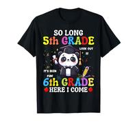 So Long 5th Grade 6th Grade Here I Come Panda Graduazione Maglietta
