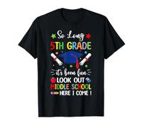 So Long 5th Grade Graduazione Scuola media Here I Come Boys Maglietta