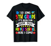So Long 5th Grade Graduazione Scuola media Here I Come Kids Maglietta