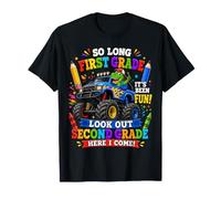 So Long First Grade Look out Second Grade Dino Monster Truck Maglietta