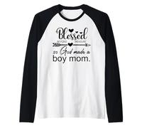 So Made God a Boy Mom Merch,Christian Boy Mom Jesus Boy Mama Maglia con Maniche Raglan