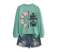 So Many Books So Little Time - Felpa da donna per amanti dei libri, a maniche lunghe, con motivo a libri e bibliotecari, Stil_s02 verde, L