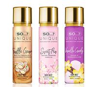 So…? Unique Womens Candy Kiss Bundle Truffle Cream, Sweet Pea, Vanilla Candy Body Mist Spray Mixed Fragrance Bundle 150ml (Pack of 3)