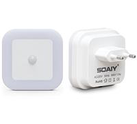 SOAIY 2 Pezzi Luce notturna led Luce Sensore di Movimento Luce da presa 3 Modalità ON/OFF/AUTO per bambini camera, bagno, soggiorno, corridoio, ecc (Luce Calda)