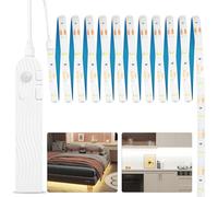 SOAIY 2M Striscie LED Adesive con Sensore Movimento,Catena LED Tagliabile Ricaricabile da 2200mAh per Corridoio Sottomobili Sottopensile,2Modalità 3Colori per Armaido,Vetrine,Illuminazione TV, Scale