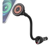 SOAIY Supporto magnetico per cellulare da auto con funzione di ricarica, 15 W, Magsafe, caricatore wireless QC3.0 PD, ricarica rapida, USB, accendisigari, alimentatore di rete con indicatore di
