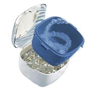 Soak Cup | Contenitore per riporre i denti | Contenitore per la pulizia compatto con coperchio e cestino interno per bocchini, retainer, vassoi sbiancanti in bagni, posti di lavoro, borse da viaggio o