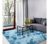 SOANNY Tappeto per soggiorno, 90 x 150 cm, piccolo, morbido, soffice, tinto a nodi, antiscivolo, lavabile, per camera da letto, dormitorio, camera dei bambini, salotto, blu scuro