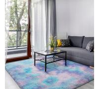 SOANNY Tappeto per Soggiorno, Comodino, Tappeto Morbido e Soffice per Soggiorno, Camera da Letto, Dormitorio, Cameretta dei Bambini, Tappeto Decorativo Tintura a Nodi, Blu Viola, 90 x 150 cm