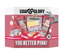 Soap and Glory You Better Pink! Mini set regalo | Lussuoso set regalo per la cura del corpo con bagnoschiuma, burro e scrub + maschera per aumentare la luminosità, regalo di compleanno perfetto per