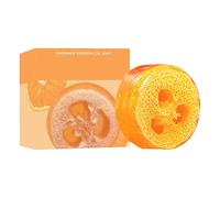 Soap da bagno di curcuma, con formula illuminante, 100 g, barra di sapone esfoliante di curcuma, barra detergente per il viso e corpo, crea una schiuma cremosa che pulisce profondamente sporcizia, oli