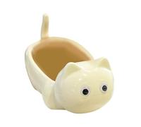 Soap Dish - Decorative Cat Shape Soap Saver | Self Draining Soaps Holder - Cute Cream or Black Big Eye Cat Soaps Dish with No Punch Easy Installation & Şimple Cleaning for Bathroom Decor