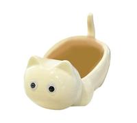 Soap Dish, Showering Handwash Holder, Non Slip Cat Shape Design with Built in Drain Base, Bath Bar Case for Bathroom, Shower, Sink, Countertop, Storage Use, Color Cream or Black