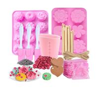 Soap Making Kit: Silicone Soap Mold, Measuring Cup, Organza Bag, Woode