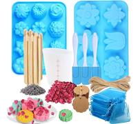 Soap Making Kit: Silicone Soap Mold, Measuring Cup, Organza Bag, Woode