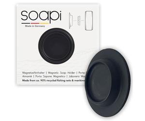 Soapi - Portasapone galleggiante magnetico nero - Supporto magnetico da parete per colla per sapone - Portasapone magnetico sostenibile senza fori