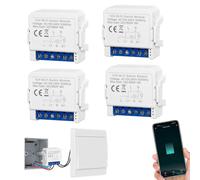 SOARFLY 4PC Interruttore WiFi Alexa, Interruttore Smart Wifi 2.4GHz, Interruttore Alexa Luci Smart Home, DIY Mini Smart Switch Con Smart Life Tuya APP, Interruttore WiFi 1 via/2 vie, Vocale/Timer