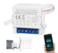 SOARFLY Interruttore WiFi 4 Vie (3P), Interruttore Smart Wifi 2.4GHz, Interruttores Alexa Luci SmartHome, DIY Mini Smart Switch Con SmartLife Tuya APP, Interruttores Alexa Con Vocale/Timer