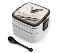 Soaring Eagle Bento Box 1000ml Contenitore per il pranzo a prova di perdite con divisori rimovibili e cucchiaio - Contenitore per il pranzo impilabile in PP senza BPA per lavoro, ufficio, picnic, vi
