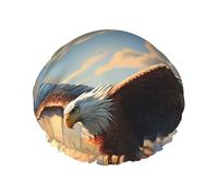 Soaring Eagle - Cuffia da doccia impermeabile da donna, elastica e riutilizzabile, perfetta per il bagno, la cura del viso, colore nero