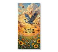 Soaring Freedom - Striscione decorativo per porta, vivace skyline al tramonto, decorazione per interni ed esterni, per festival primaverili, 91 x 182 cm