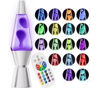 Soarling Lampadalava con Cambio Colore a 17 Colori, 14,5" Lampada Bottiglia con Telecomando, Lavalamp per Bambini e Adulti, Illuminazione Decor per Natale, Compleanno, Festa, Argento