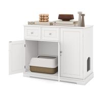 SOARS Casa di Toilette Gatto, Mobile Lettiera Gatto con 2 Cassetti, 3 Ante & Ingresso Laterale & Dispositivo Anti-ribaltamento, per Interni, 100 X 45 X 80 CM, Bianco