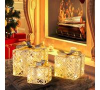 SOARS Decoration - Set di scatole regalo di Natale, 48 l, 3 misure, copripiede con albero di Natale, con 50 luci, bianco caldo, combinazione libera, decorazione natalizia per interni ed esterni, per