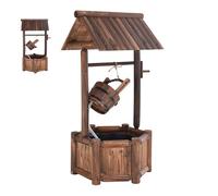 SOARS Fontana esterna da giardino, 58 x 58 x 114 cm, pozzo decorativo giardino in legno di abete con tetto per esterno, secchio regolabile in altezza, per cortile, prato, giardino (58 x 58 x 114 cm)