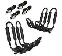 SOARS Galleria da tetto universale per kayak 4 pezzi 36 x 20 x 15 cm, porta bagagli auto sicura e stabile a forma di J, imbottitura in schiuma, 4 cinghie, carico 75 kg, per kayak, sci, valigia, nero