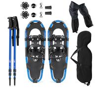SOARS Kit Racchetta da neve 4 in 1, Racchette in alluminio con bastone da passeggio telescopico, borsa portaoggetti, ghette impermeabili, per donne, uomini, bambini (21", blu)