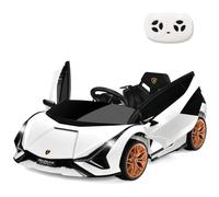 SOARS Macchina Elettrica per Bambini Lamborghini SIAN 12V con Telecomando, Auto Elettrico a Pedale e Luci LED, Veicoli con Musica, MP3, Clacson e Radio, Carico 25 kg, 3-8 Anni (Bianco)