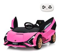 SOARS Macchina Elettrica per Bambini Lamborghini SIAN 12V con Telecomando, Auto Elettrico a Pedale e Luci LED, Veicoli con Musica, MP3, Clacson e Radio, Carico 25 kg, 3-8 Anni (Rosa)