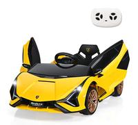 SOARS Macchina Elettrica per Bambini Lamborghini SIAN 12V con Telecomando, Auto Elettrico a Pedale e Luci LED, Veicoli con Musica, MP3, Clacson e Radio, Carico 25 kg, 3-8 Anni (Giallo)