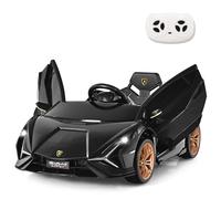 SOARS Macchina Elettrica per Bambini Lamborghini SIAN 12V con Telecomando, Auto Elettrico a Pedale e Luci LED, Veicoli con Musica, MP3, Clacson e Radio, Carico 25 kg, 3-8 Anni (Nero)