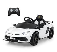 SOARS Macchina Elettrica per Bambini Lamborghini SVJ 12V con Telecomando, Auto Elettrico a Pedale e Luci LED, Veicoli con Musica, MP3, Clacson e USB, Carico 30 kg, 3-8 Anni (Bianco)