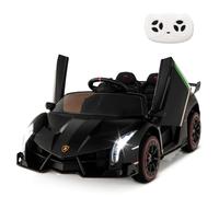 SOARS Macchina Elettrica per Bambini Lamborghini Veneno 12V con Telecomando, Auto Elettrico a Pedale e Porte Idrauliche, Veicoli con Musica, Clacson e Luci, Carico 30 kg, 3-8 Anni (Nero)