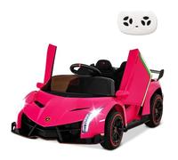 SOARS Macchina Elettrica per Bambini Lamborghini Veneno 12V con Telecomando, Auto Elettrico a Pedale e Porte Idrauliche, Veicoli con Musica, Clacson e Luci, Carico 30 kg, 3-8 Anni (Rosa)